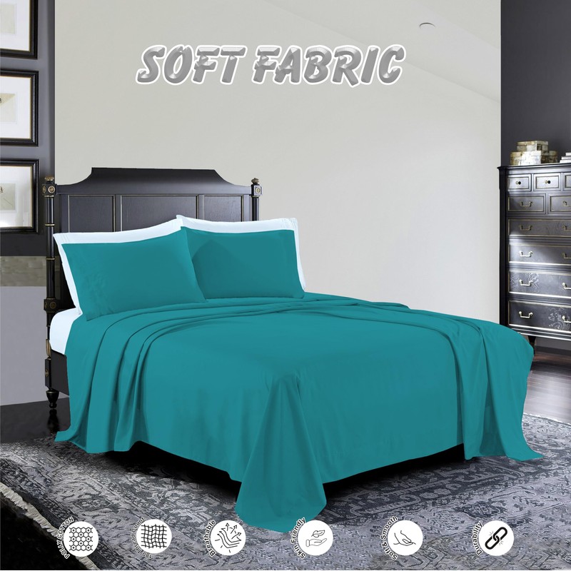 R&Z Plain Luxuary Polycotton Flat Sheets Single, Double, King, S