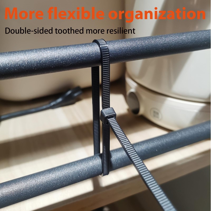 Zip Ties Assorted Size,8+12+14+18 Inch Double Sided Toothed,100 LBS Tensile