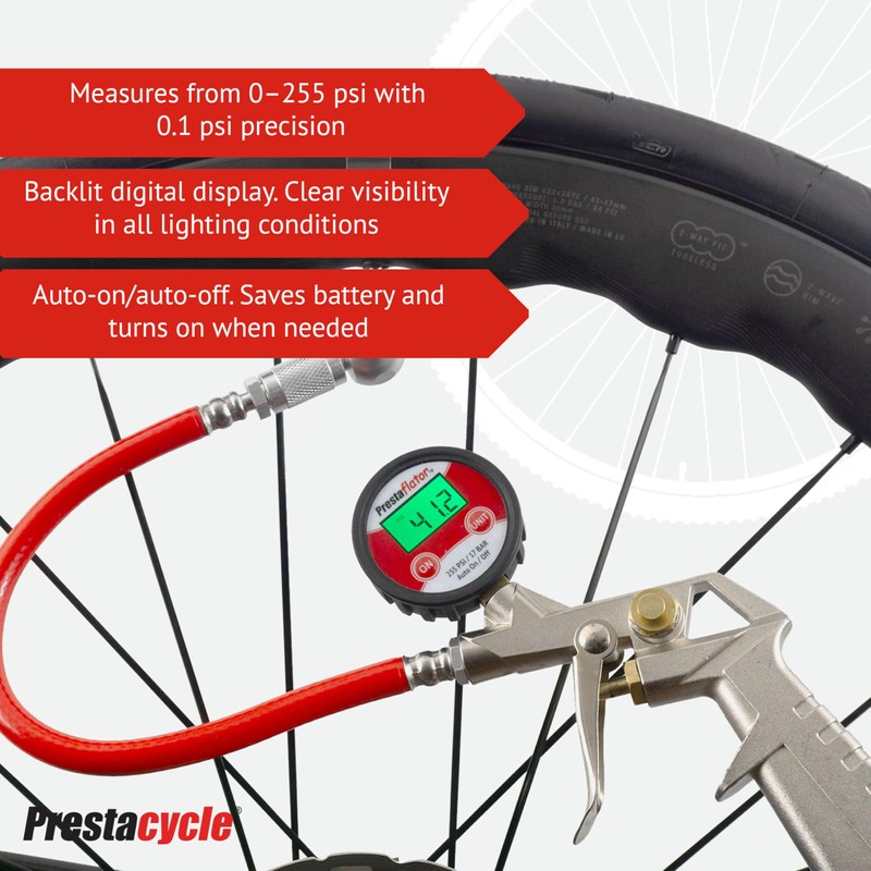 Prestaflator Vertical Digital Air Pressure Gauge – 0–255 PSI, 0.1