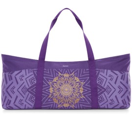 Gonex Yogatasche, Extra Große Canvas Sporttasche mit Wasserdichtem Fach & Metallreißverschluss, Für Matte & Blöcke, Stylische Tragetasche für Damen, Ideal für Yoga, Pilates, Reisen, Lila