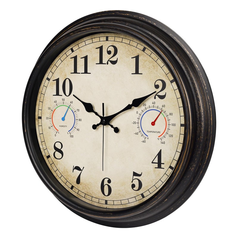 Alarllok 16 Inch Large Outdoor Clock with Thermometer and Hygrometer