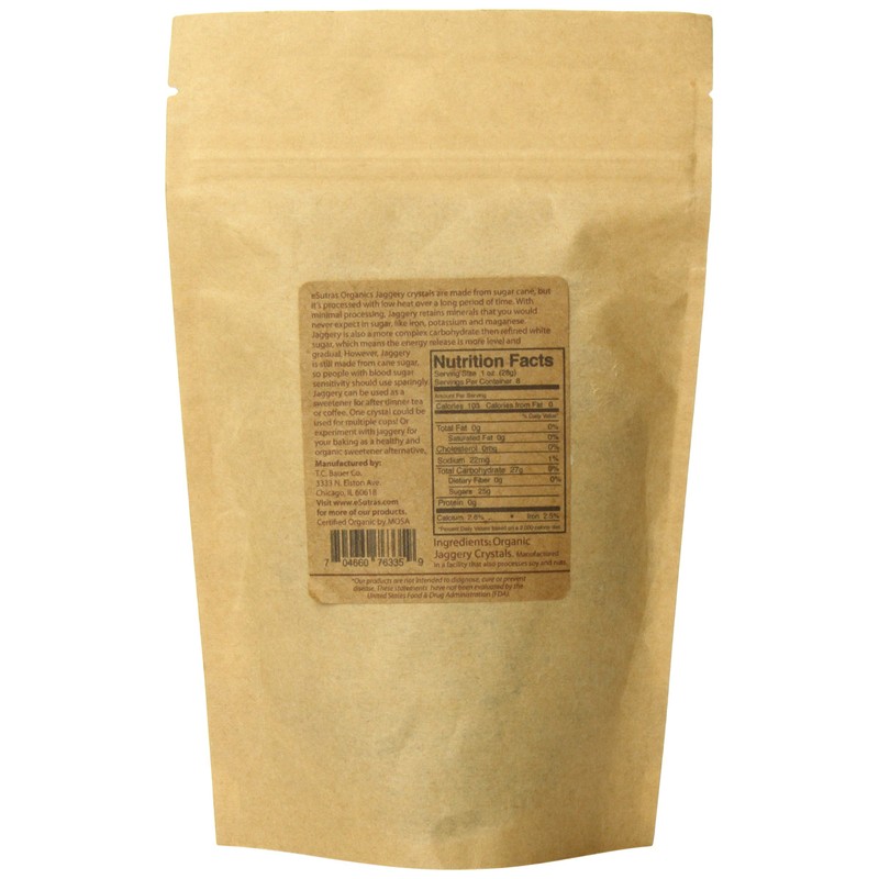 eSutras Organics Raw Whole Cane Jaggery Cubes , 8 Ounce,