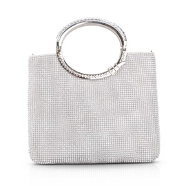 KISSCHIC Women's Handbag Rhinestone Evening Bags Wedding Clutches Purses (Silver)