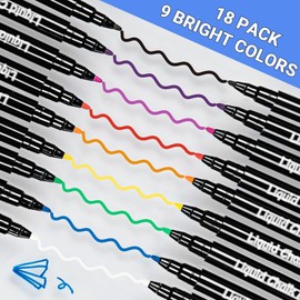 JR.WHITE Liquid Chalk Markers - 18 Pack Wet Erase Markers for Acrylic Fridge Calendar, 1mm Fine Tip Chalkboard Markers for Whiteboard, Blackboard, Glass Board, Window, Mirror, Dry Erase Board