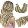 DOORES Human Hair Extensions Tape in, Light Brown Highlighted Medium