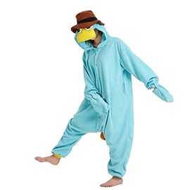 FYBR Duck Platypus Adults Men Women Pyjamas Onesie Blue Cute Cartoon Animal Cosplay Sleep suit Costume, Blue, XL