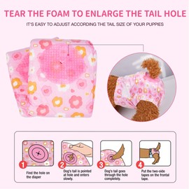 Pet Soft Dog Diapers Female, Disposable Female Dog Diaper, Doggie Diapers for Cat Puppy with Adjustable Foam Tail Hole(Pink,12XS)