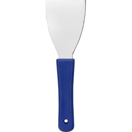 SPARTA Steel Handheld Scraper Kitchen Scraper Tool with Food-Safe Plastic Handle for Griddles, Pans, Pots, and Cutting Boards in Commercial Settings, Stainless Steel, 3 Inches, Blue
