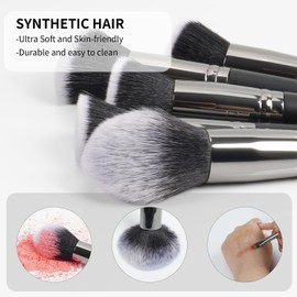 VIVID BEAUTY 18pc Makeup Brush Set with Luxuriously Soft Synthetic Hair, Wooden Handle, and Stylish Storage Case - Perfect for Flawless Makeup Application and Blending! (Black)