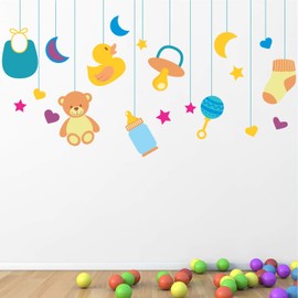 StickMe 'Babies Infants Kids Things - Baby - Kids - Nursery Pre School Kinder Garden Wall Sticker ' -SM319 (Multi Colour, Vinyl - 120cm X 70 cm)