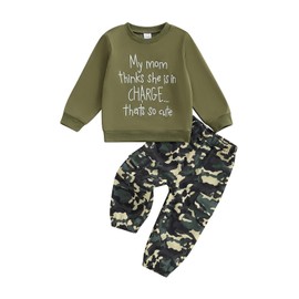 wdehow Toddler Kids Baby Boy Fall Outfits 1T 2T 3T 4T 5T Letter Print Long Sleeve Tops Camouflage Pants Winter Clothes Sets (C-Green, 2-3T)