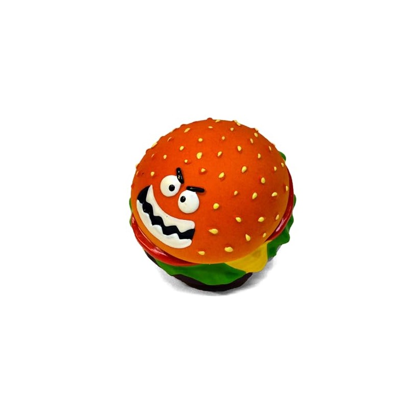 WANT CHEW Latex Dog Squeaky Chew Toys, Angry Hamburger 3.15"