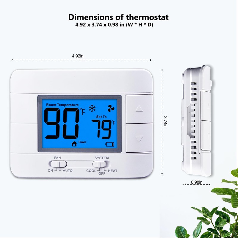 Non Programmable Thermostat for Home - Single Stage 1H/1C, with