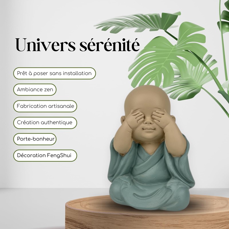 Zen'Light Statue Buddha Vue in Mythical Position - See Nothing