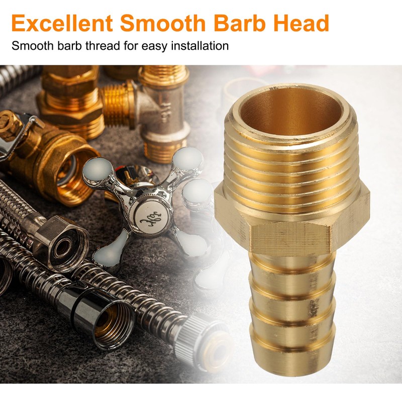 sourcing map Brass Barbed Fitting 1/2" NPT Male to 1/2"