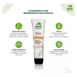 Maya Solar Protector Solar Facial Anti-edad (50 Ml) Ácido Hialurónico