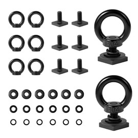 DXNQ 8 PCS T Track Mount Tie Down Anchor for Roof Rack, M8 Sturdy Stainless Steel T Slot Bolt Tie Down Rings Anchoring Kit, T Track Bolts Accessory for Holding Bungee Cord Rope Hooks (Black)