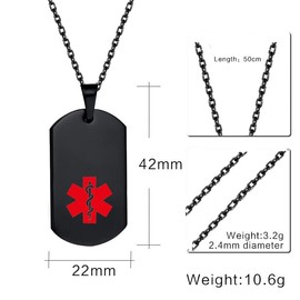 OutstandLong Medical Alert ID Blood THINNER Necklace Pendant for Men Women Stainless Steel Medical ID Tag Emergency Med Alert Necklace Jewelry