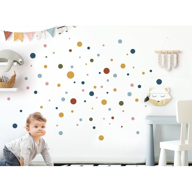 Little Deco DL898-2 Set of 120 Circles Wall Stickers Colourful