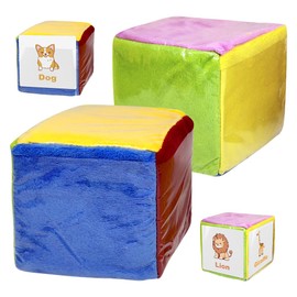 2Pcs Würfel mit Einstecktaschen, Taschenwürfel, 10cm Würfel mit Taschen, Schaumstoffwürfel für Kindergarten, Vorschule, Schule, Frühes Lernen, Stoffwürfel