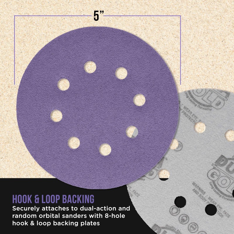 Dura-Gold Premium 100 Grit 5" Purple Film Ceramic Sanding Discs,