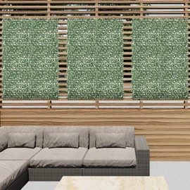 E&K 20" x 20" Artificial Plant Fence Panel Faux Leaves Grass Wall Privacy Screen Panel Decorative for Indoor Outdoor (White Buxus, 4 Pcs)