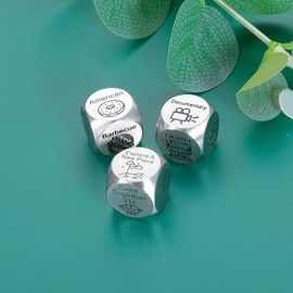 3PCS Food Dice Santa Swap Gift Exchange Dice Christmas Stocking Stuffers for Adults Valentine Gifts for Her 11th Anniversary Steel Gifts Boo Basket Stuffers Couple Games for Date Night Sweetest Day