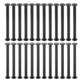 PATIKIL 24 Sets Chicago Screws, 65mm l Chicago Screws Phillips Binding Post Screw Bolts Leather Rivets Fasteners Connectors for Leather Belt Scrapbook Photo Albums, Black