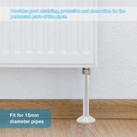 10 Pcs Radiator Pipe Covers and 10 PCS Pipe Collars, White Radiator Pipe Covers 15mm x 200mm and 16mm Radiator Pipe Collars Cover for Radiator Pipe(White)