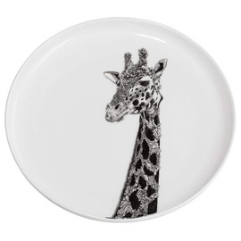 Maxwell & Williams DX0530 African Giraffe Plate - Black and White - 20cm Diameter - Ceramic - Gift Boxed
