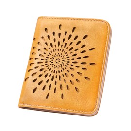 APHISON Womens Wallet, Slim Small Wallet for Women Men RFID Wallet Women Sunflower Leather ID Credit Card Holder Whit Zipper Coin Pocket Bifold Compact Wallet