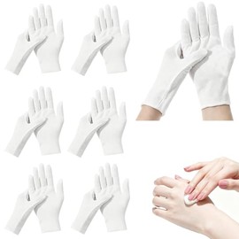 Paquete de 12 guantes de algodón blanco, para manos secas, cuidado del eccema y la hidratación nocturna, juego de guantes de spa elásticos unisex suav