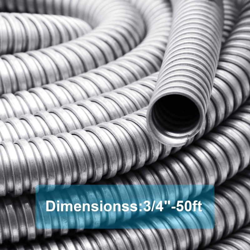 NIDAYE 50 ft 3/4 Inch Reduced Wall Flexible Metal Conduit,