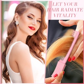 3 Pack Carbon Lift Teasing Combs with Metal Prong, Salon Teasing Back Combs Carbon Comb with Stainless Steel Lift (Pink)