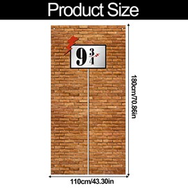 VIDSTW 9 and 3/4 Cross Station Brick Wall Background, Birthday Decoration, Brown Brick Wall Banner, Magic School, Birthday Decoration, Door Curtains for Secret Passage to Wizard Party, Birthday