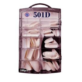 100 Pcs Round Tip Long Acrylic False Artificial Milky White Nail Art Tips 501D