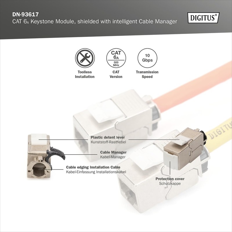 DIGITUS Keystone Module Cat-6A Shielded - Pack of 1 -