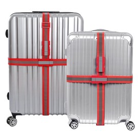 Luggage Straps Suitcase Strap TSA Tested with Adjustable Quick Release Buckle Pack of 4 Red