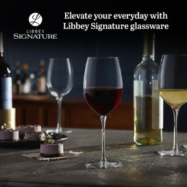 Libbey Signature Kentfield All Purpose Wine Glasses Set of 4, Red and White Long Stem Wine Glasses, Curvature Wine Glass Gift Set for All Occasions