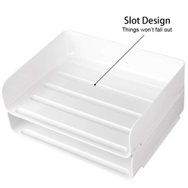 Stackable Desktop Document Letter Tray Organizer Accessories Paper Tray, Multi-Layer File Sorter Storage Paper Holder Stylish (2 Pack)