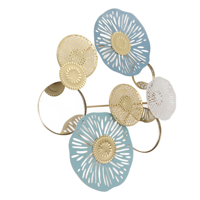 Wall Iron Decoration Lotus Shape With Mirror Metal Wall Art