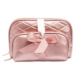 Conair Makeup Bag, Cosmetic Bag - Great for Makeup Brushes or Cosmetics, Perfect Size for Purse or Carry-On, 2 Piece Organizer Shape in Rose Quilt