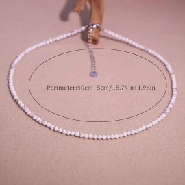 Unbranded 2025HOT 2mm Howlite Choker Adjustable Women Necklace Healing Reiki Gift For MOM