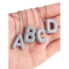 Initials Pendant Necklace for Women, Fashion Jewelry for Party, Daily Clothing Decor, Trendy All-match & Exquisite Jewelry for Birthday Gift - Color: Silver, Specification: R