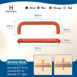 SPDYCESS Pack of 4 Aluminium Kitchen Handles, 96/128 mm, Hole Spacing, Colourful Cabinet Door Handles with Screws, Drawer Handles for Kitchen, Bedroom
