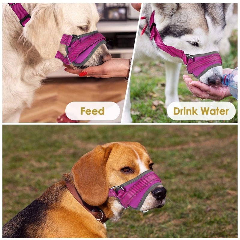 Nasjac Soft Nylon Muzzle for Dogs - Anti Barking, Stop