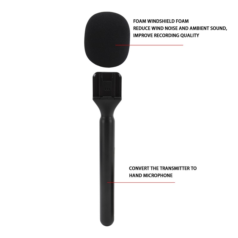 Wireless Mic Handheld Adapter with Windshield Foam Lightweight Interview Microphone