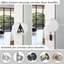 TEMEILI Round Door Handle Lock, Door Knob Cover - Used to Cover and Lock Door Handles, Prevents Turning of Door Handle and Unauthorized Access to Keyhole (White)