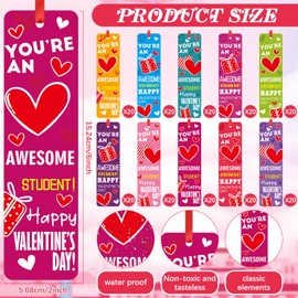 Cholemy 200 pcs Valentine's Day Awesome Student Bookmarks Valentine's Day Bookmarks for Happy Valentine Day Students Prizes 10 Styles for Classroom, School, Valentine's Day Parties Favor Exchanges