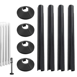 Pack of 4 Black 15mm Radiator Pipe Hole Covers – Durable Pipe Hole Protectors for Home and Office, Easy to Install
